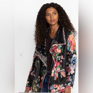 BIYA Johnny Was Joan Multicolor Floral Velvet Cardigan